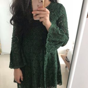 Flared Sleeve Lace Dress